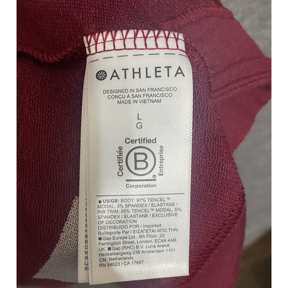 Athleta Pranayama Restore Wrap Top Sz‎ L Red Pockets Open Stretch Athleisure - Picture 4 of 7